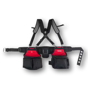 Husky Contractors 2-Bag Work Tool Belt with Suspenders Black Polyester Pro - NEW